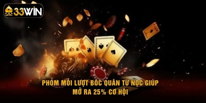 Phỏm mỗi lượt bốc quân từ nọc giúp mở ra 25% cơ hội